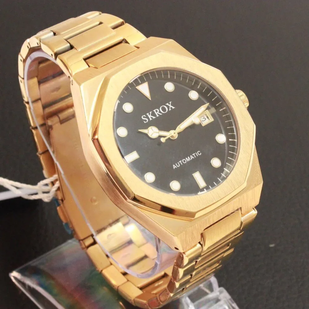 Men's Integrated Bracelet Sports Watch Automatic See Through Case back 41mm